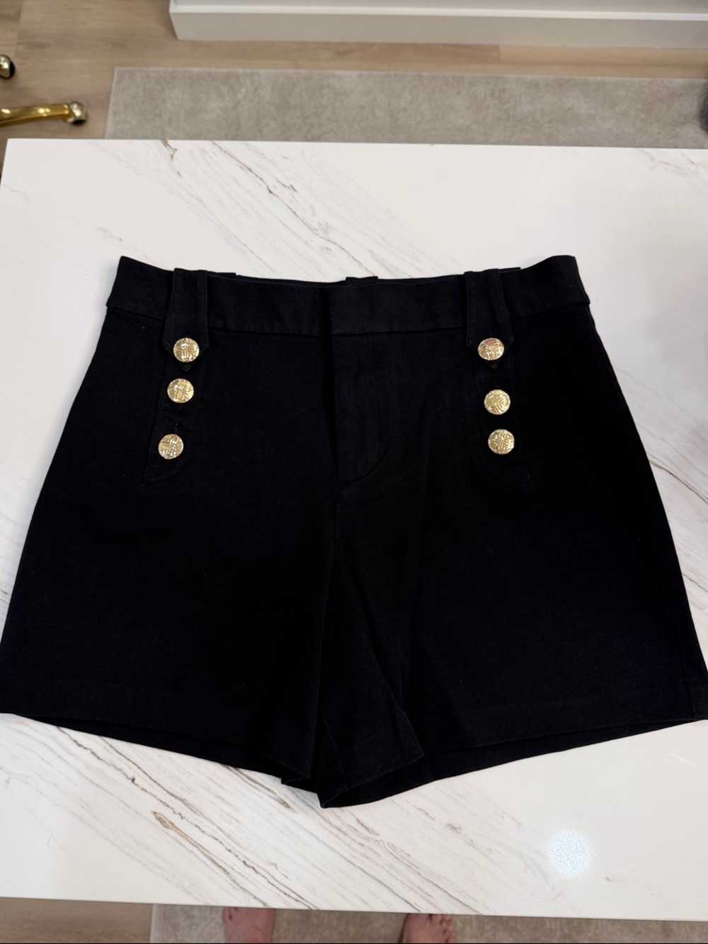 NWT Lilly Pulitzer Black High-Waist Shorts with Gold Buttons